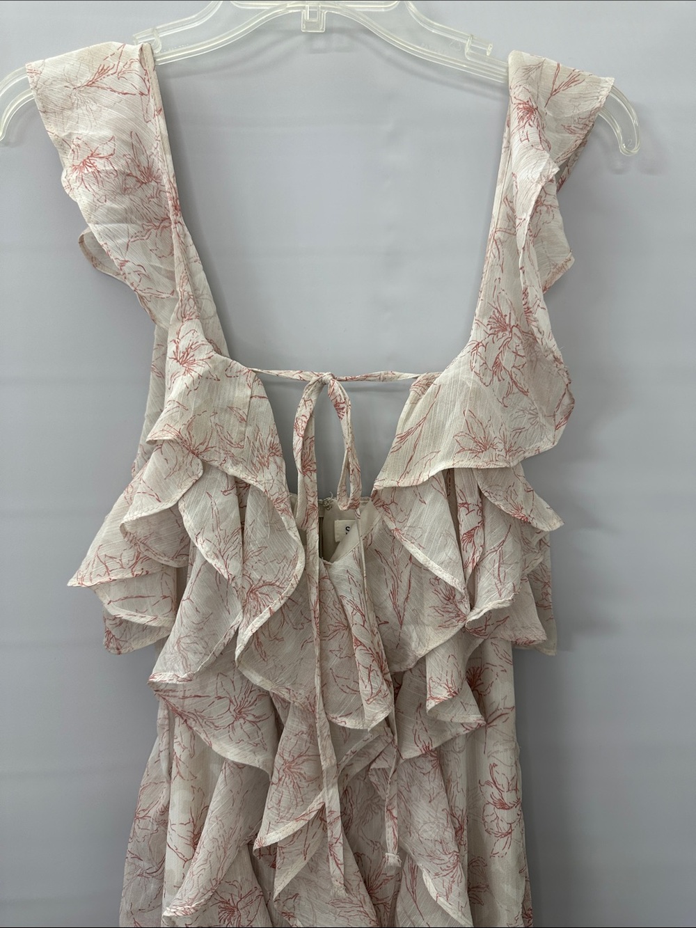NWT Storia Maxi Dress Floral Ruffle Pink Cream-Beige Women’s Size Medium - Picture 2 of 9